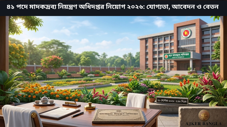 ৪১ পদে মাদকদ্রব্য নিয়ন্ত্রণ অধিদপ্তর নিয়োগ ২০২৬: যোগ্যতা, আবেদন ও বেতন